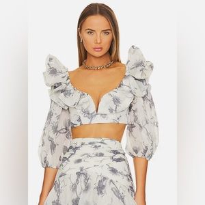 Zimmermann Cropped Bodice Top - Keira Navy - NWT - AU 2 - US 8